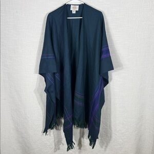 Avoca Hand Woven Wool Poncho shawl from Ireland fringe
